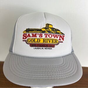 Vtg Sams Town Gold River Trucker Hat SnapBack Gray Nevada Gambling House Hotel